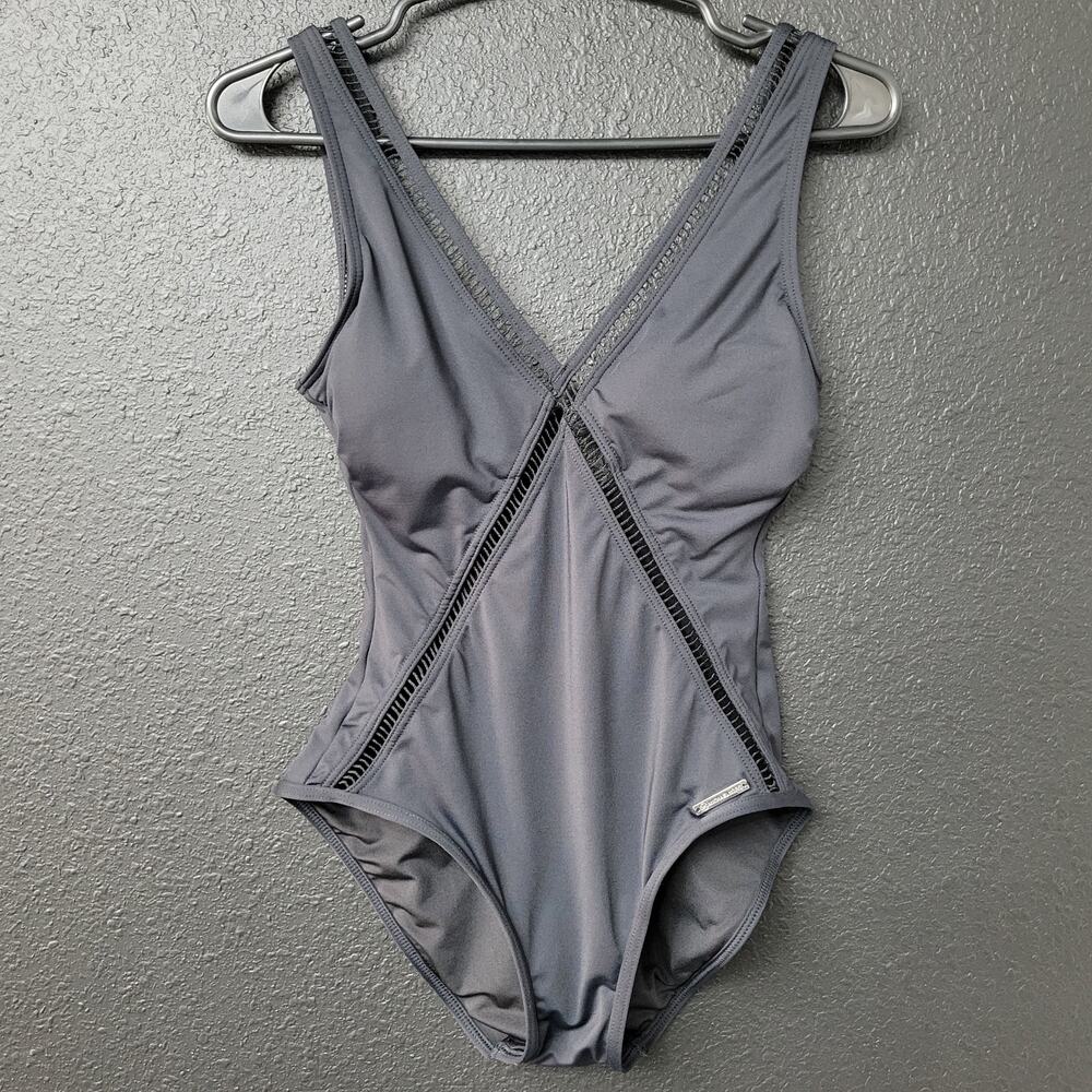 Michael Kors One Piece Swimsuit Black Minimalist Vacation Resort Wear Beach Pool